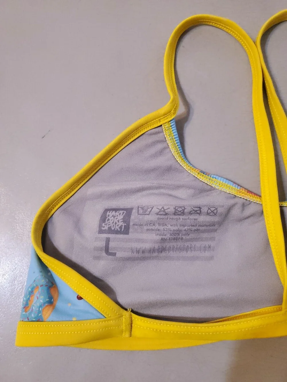 Hardcore Sports Women's Blue Donuts T-back Swim‎ Bra Top Large